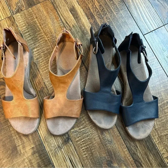 (Lot of 2) Kim Rogers Finley Sandals Women’s size 8M‎ EUC Tan and Black - Picture 1 of 11